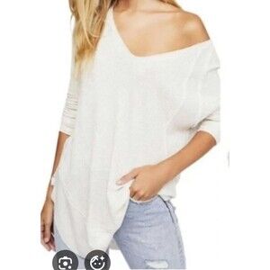 Free People Catalina Waffle Knit V-Neck Thermal Top Size Small We the Free